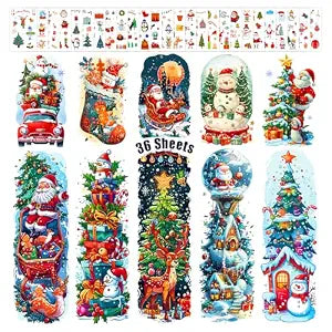 36 Sheets Christmas Full Arm Temporary Tattoos for Kids