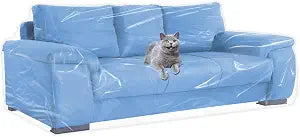 Plastic Couch Cover for Furniture Clear Thicker Plastic Sofa Cover Moving Anti-Scratch Couch Protector for Cats Vinyl Slipcover Heavy Duty Waterproof Couch Covers