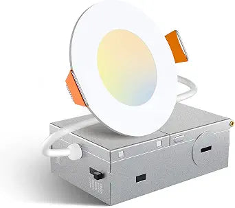 Amico 1 Pack 3 Inch 5CCT Ultra-Thin LED Recessed Ceiling Light, White