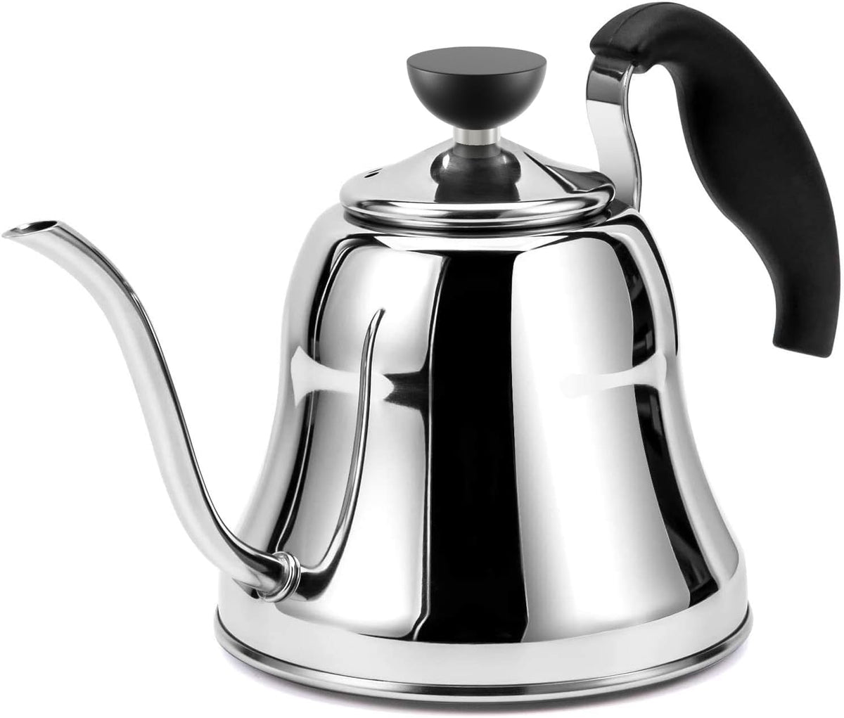 Tea Kettle for Stovetop, Gooseneck Pour Over, Flow Control, 28oz, Silver