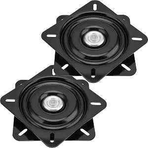 HOZEON 2 Pack 6.25 Inch Bar Stool Swivel Plate, Square Swivel Stool Replacement, Heavy Duty Ball Bearing Swivel Base Mount Plate 360 Swivel Mechanism for Furniture, Boat Seat, Black