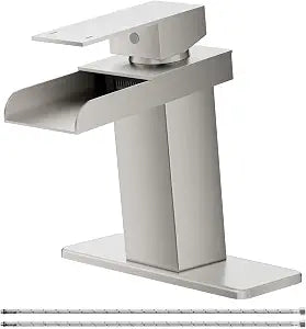 Brushed Nickel Waterfall Bathroom Faucet Single Handle Bathroom Faucets