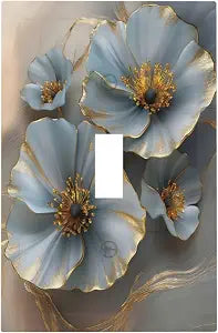 Decorative Art Light Switch Covers Dusty Blue Floral Single Toggle Wall Plate Decorative Switchcover Electrical Switchplate for Home Decor
