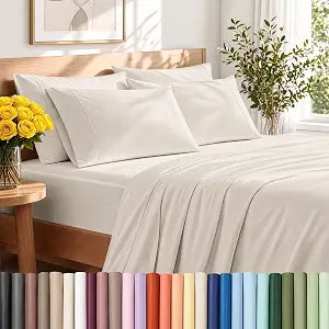 Bare Home Sheet Set 1800 Ultra-Soft with 2 Pillowcases (Twin, Sand)