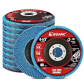 EZARC Zirconia Flap Discs 40 Grit, 4-1/2 x 7/8-Inch, Type 29, 10-Pack