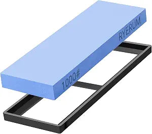 Knife Sharpening Stone Whetstone 1000 Grit Knife Sharpener Enough for Daily Sharpening Stone With 2 Non-Slip Rubber Bases,Safety and Easy to Use For Beginners