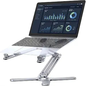 Atizzy 360 Rotating Laptop Stand Riser, Foldable for Desk, Silver