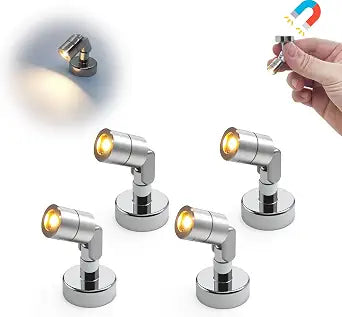 Suzeyar Metal Miniature LED Light,Tiny Spot Lights with Magnet Base,Battery Operated LED Lights,Wireless Miniature Spot Light for Artwork Painting,Jewelry Showcase,DIY Hand Craft (Warm White)
