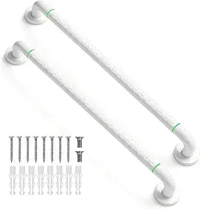 2 Pack Anti Bathroom Grab Rail,White Stainless Steel Shower Hand Rail,Safety Hand Rail Support for Elderly, Children and Disability 27.5 inch