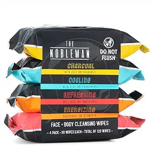 The Nobleman Charcoal, Cooling, Refreshing Face + Body Variety Pack Wipes