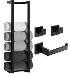 Towel Racks for Bathroom with Hooks and Toilet Paper Holder