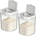 2 Pack 1300ml Clear Protein Powder Container with Measuring Spoon BPA Free Airtight Moisture Proof Canister Stackable Travel Dispenser for Coffee Sugar Cereal Milk Powder and Pantry Organization