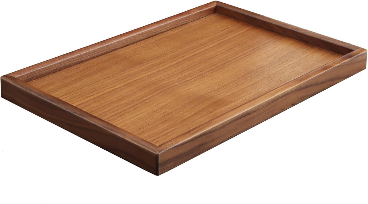 SANZIE Walnut Wooden Tray Desktop Storage Organizer for Sundries (Brown)