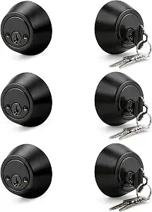 3 Pack Double Cylinder Deadbolts Flat Black, Keyed Two Sides Deadbolt Lock, Matte Black Interior & Exterior Door Hardware (for Entrance Lock and Front Gate)