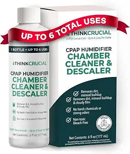 Think Crucial 6x Uses CPAP Cleaner & Descaler for Humidifier Chambers  Super Concentrated Cleaning Descaling Solution for CPAP Water Tanks  Unscented  6 oz