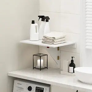 Furinno Hermite White Folding Table, Wall Mount Floating Table, 23.6 x 30.4 x 17.3, Easy Assembly, for Living Room, Office, Bedroom, Apartment, Plain White