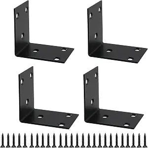 Alise 4Pcs Black Stainless Steel L Brackets Heavy Duty for Wood Furniture