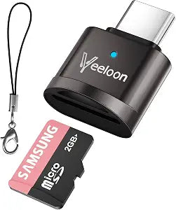 Type C Micro SD/TF Card ReaderPortable OTG USB C TF/Micro SD/Micro SDHC/SDXC Card Viewer with Anti-Loss Lanyard, Compatible with iPhone 16,iPhone 15 pro max,Laptops, MacBook,Camera