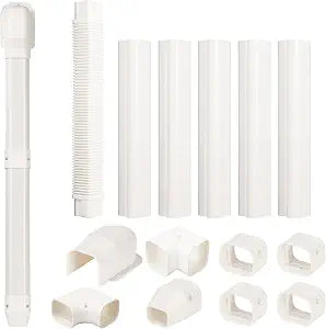 3" 10 ft Mini Split Line Set Cover, Decorative PVC Tubing Cover Kit, White
