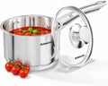 SUNHOUSE 1.5 QT Stainless Steel Sauce Pan with Lid, Small Pot for Cooking