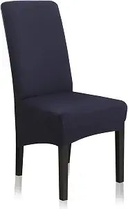 Stretch Dining Chair Slipcovers, XL/Oversized Removable Washable Soft Spandex Extra Large Dining Room Chair Covers for Kitchen Hotel Table Banquet Solid Color (4 Per Set, Navy)