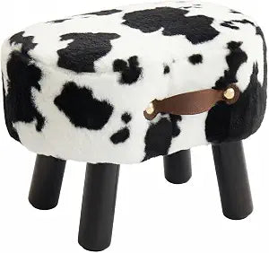 Foot Stools Small, Cow Ottomon with Handle, Velvet Footrest