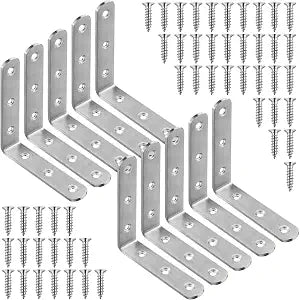 10 Pack Stainless Steel L Brackets, 4 x 4 Inch Corner Braces, 3MM Thick