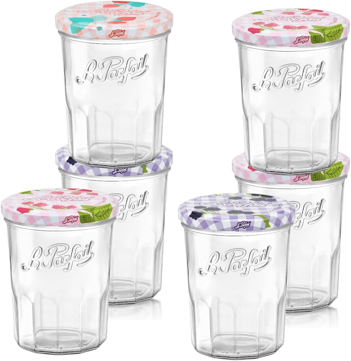 Le Parfait Jam Jar 385ml (13oz) French Glass Jelly Jar, Twist Lid, 6 Pack
