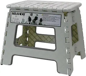 11" Folding Step Stool for Adults Kids Holds Up to 300 lbs,Non-Slip Folding Stools with Portable Handle, Compact Plastic Foldable Step Stool for Bathroom,Kitchen (Gray)