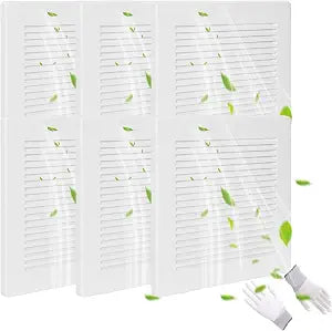 Bathroom Exhaust Fan Cover with Spring,(6 Piece 9 "x 9 ") Grille Bathroom Fan Cover Replacements, White ABS Plastic Cover Square Ceiling or Wall-Mount Exhaust Fan,Air Diffuser cover