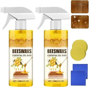 2PCS Beeswax Wood Polish Spray, Beeswax Essential Oil Wax, Multi-Purpose Bees Wax Furniture Polish and Cleaner, Restores Shine & Removes Scratches, for Living Rooms,Kitchens,Wood Furniture Floors