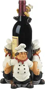 Accent Plus Zingz & Thingz Decorative Resin Wine Bottle Holder, Chef's Circle, 7x6x6.5