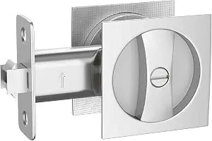 Haidms Brushed Nickel Pocket Door Hardware, Square Pocket Door Lock, Zinc Alloy Pocket Door Handles, Square Locks for Pocket Doors 1 Pack