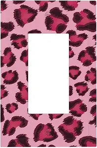 Decorative Outlet Covers Pink Leopard Print 1 Gang Single Rocker Light Switch Cover Plate Electrical Switch Plate Cover Gfci Wall Plates For Bedroom Home Decor