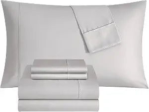 Thomasville 1500 Thread Count 6 Piece Premium Cotton Rich Sateen Sheet Set, 4 Pillow Cases, 1 Fitted Sheet, 1 Flat Sheet, Fits Mattresses up to 16��� Deep, King Size, Gray
