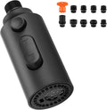 Pull Down Faucet Sprayer Head Replacement, Black 3 Function Pull Out Spray Head Nozzle with 9 Adapters for Kitchen Sink Faucet, American Standard for Moen Kohler Delta G1/2 Male Connector