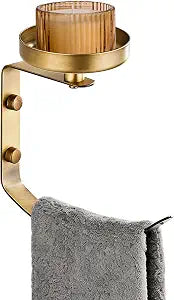 Antique Brass Towel Holder with Candle Holder for Bathroom