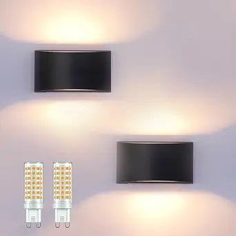 KICAAO Modern G9 Wall Sconces 2Pack, Warm White 3000K,with G9 Bulbs