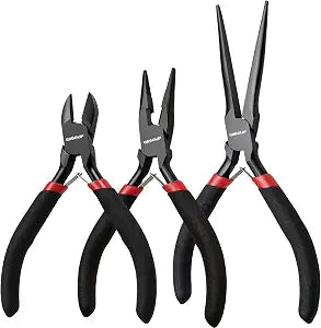 WISEUP 3 Pcs Mini Pliers Set - Needle/Chain Nose, Long Nose and Wire Cutter