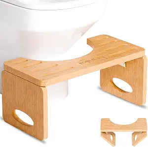 Beinilai Foldable Toilet Stool,7 Inches Bamboo Poop Stool for Bathroom