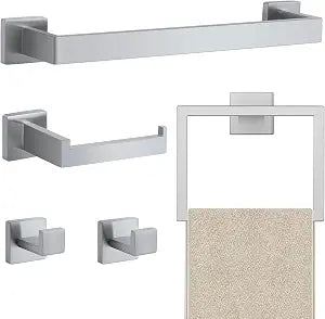 JOPOFI 5 Piece Towel Bar Set - 15.7 Inch Bath Towel Holder - Brushed Nickel