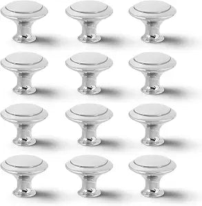 20 Pcs Brushed Nickel Cabinet Knobs, 1-1/5 Inch Silver Dresser Handles, Kitchen Drawer Pulls, Round Cupboard Door Hardware With Screws (Silver)