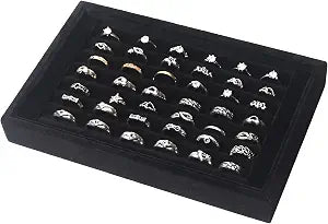Pangkeep Ring Holder Display Tray Jewelry Organizer Stands for Selling Rings Earrings Show (Black)