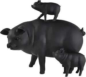 Elements 10.24 x 5.51 x 8.46 Inch Black Resin Pig and Babies Figurine, Farmhouse Style Statue Durable Design for Everyday Use in Home Kitchen Dining and Entertaining Settings