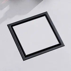 304 stainless steel square shower floor drain brushed gold-6-inch invisible bathtub drain pipe, bathroom tile insert, anti-blocking with detachable filter screen (6x6 Inch Matte Black)
