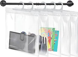 Hanging Storage Bags 24 Pack, Large Hook 10 x 12.5-inch Clear Plastic Bags for Classroom, Library and Pharmacy Use