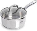 T-fal Gourmet 1.5 Quart Stainless Steel Saucepan, Induction Compatible, Dishwasher Safe, Oven Safe to 500F, Skillet Set, Sauce Pans, Silver