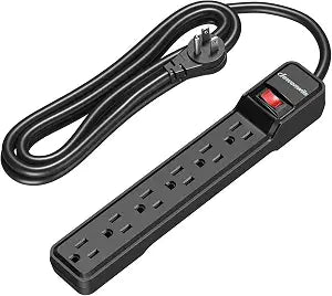 DEWENWILS 6-Outlet Power Strip Surge Protector with 10 Foot Long Extension Cord, Low Profile Flat Plug, 15 Amp Circuit Breaker, 500 Joules, Wall Mount, UL Listed, Black