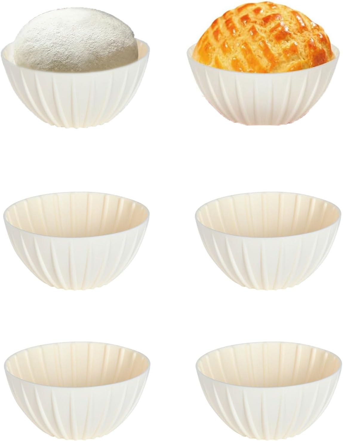 Mini Banneton Basket,6 Pcs 5 Inch Small Sourdough Banneton Bread Proofing Basket Set Round Proofing Bowl for Sourdough Loaf Pans Bread Baking Supplies (Beige)