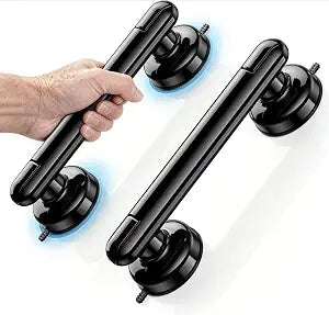 Upgraded Grab Bars for Bathtubs and Shower with Dual Suction Cups (2 Pack), 11 Inch Heavy-Duty Shower Handle, Reusable Bathroom Safety Suction Grab Bar for Elderly & Children, No Drilling Tool-Free